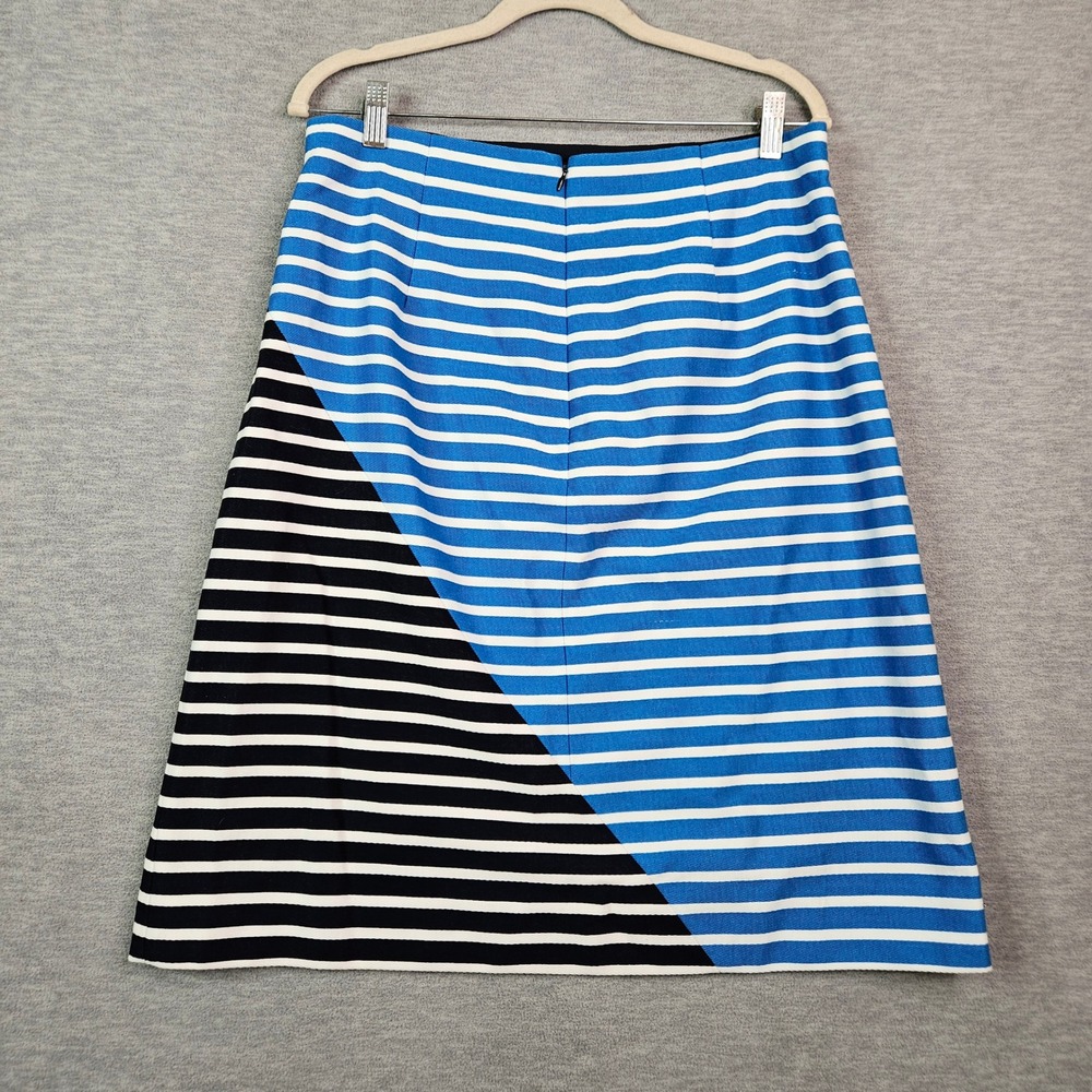 J. Crew Womens Navy Blue White Striped A-Line Skirt Size 12 Cotton Geometric